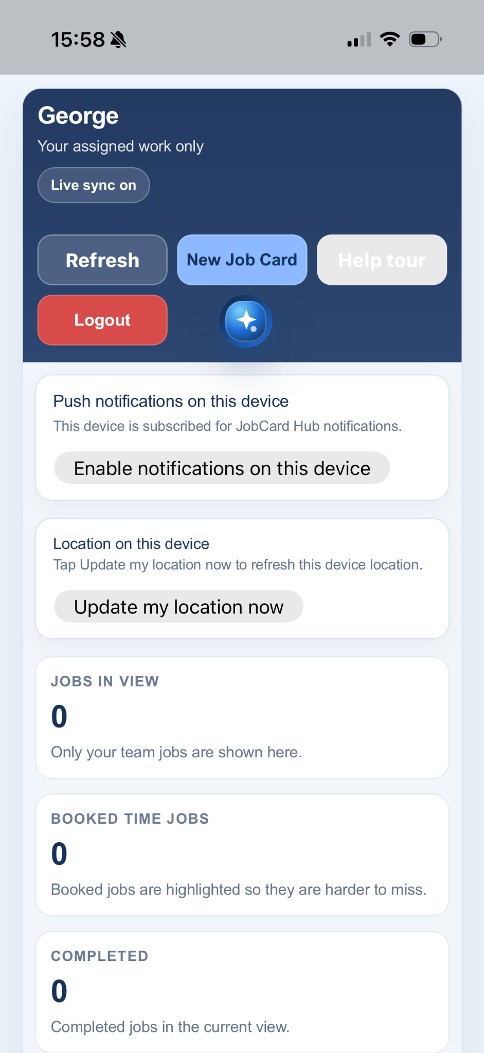 JobCardHub technician app