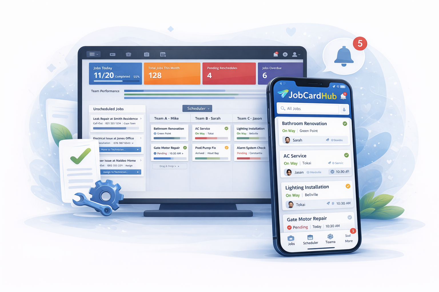 JobCardHub office and field workflow preview